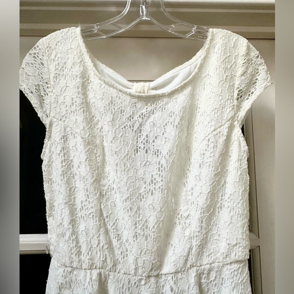 A. Byer White Lace Cap Sleeve Mini Dress